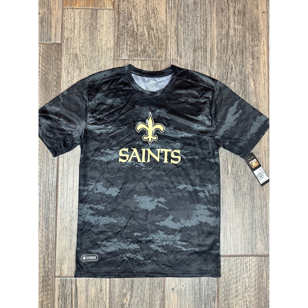 NFL New Orleans Saints Youth XL Football T-Shirt Black Camo Team Apparel‎